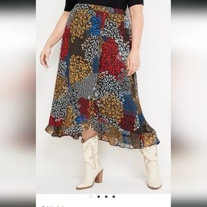 High Rise Faux Wrap Maxi Skirt